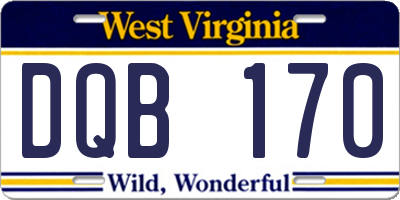 WV license plate DQB170