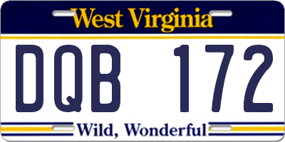 WV license plate DQB172