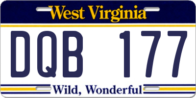 WV license plate DQB177