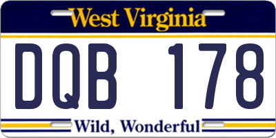 WV license plate DQB178