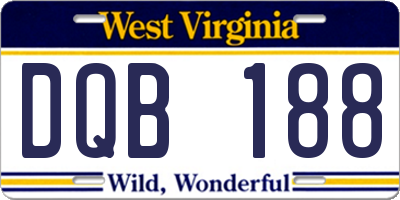 WV license plate DQB188