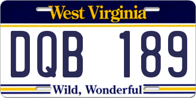 WV license plate DQB189