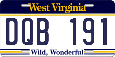 WV license plate DQB191