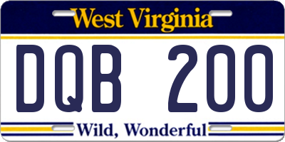 WV license plate DQB200