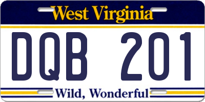 WV license plate DQB201