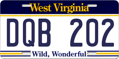 WV license plate DQB202