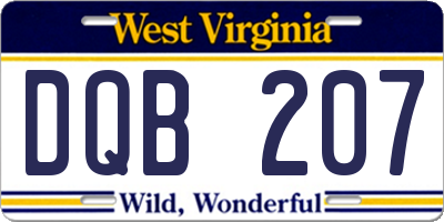 WV license plate DQB207