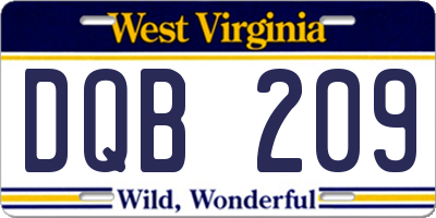 WV license plate DQB209
