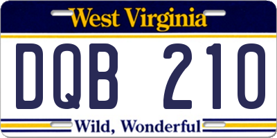 WV license plate DQB210