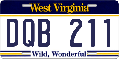WV license plate DQB211