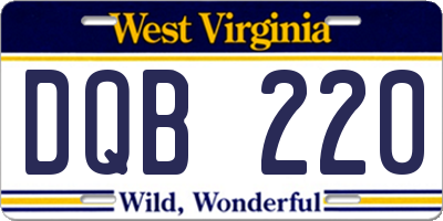 WV license plate DQB220