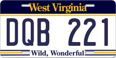 WV license plate DQB221