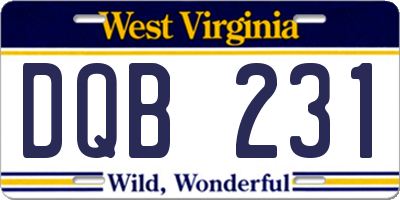 WV license plate DQB231