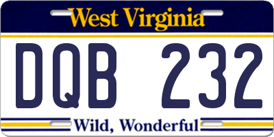 WV license plate DQB232