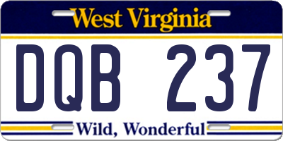 WV license plate DQB237