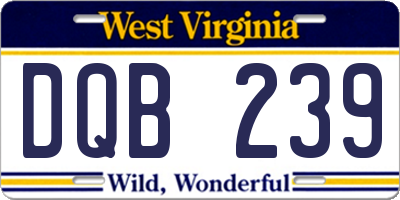 WV license plate DQB239