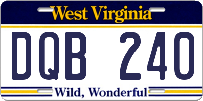 WV license plate DQB240