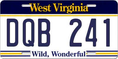 WV license plate DQB241
