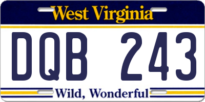 WV license plate DQB243