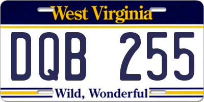 WV license plate DQB255