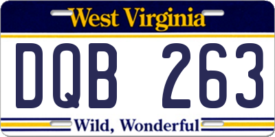 WV license plate DQB263