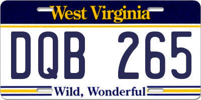 WV license plate DQB265