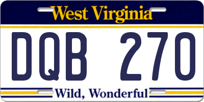 WV license plate DQB270
