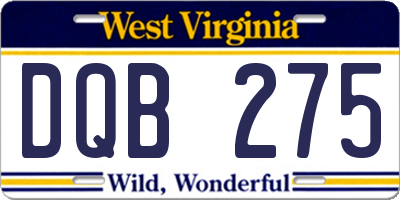 WV license plate DQB275