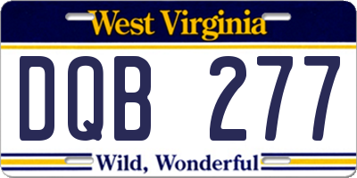 WV license plate DQB277