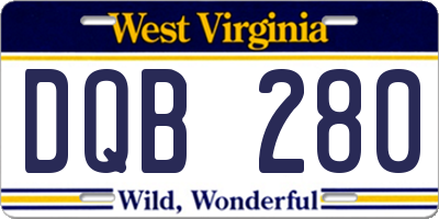 WV license plate DQB280