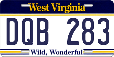 WV license plate DQB283
