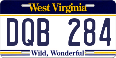 WV license plate DQB284