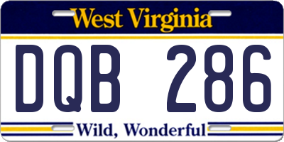 WV license plate DQB286