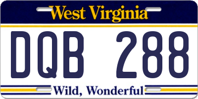 WV license plate DQB288