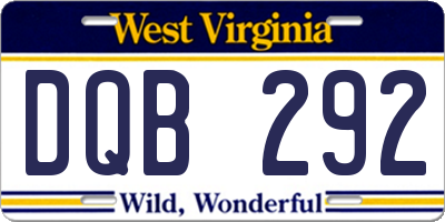 WV license plate DQB292