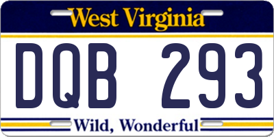 WV license plate DQB293