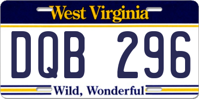 WV license plate DQB296