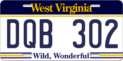 WV license plate DQB302