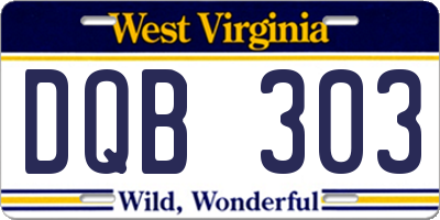 WV license plate DQB303