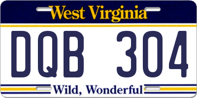 WV license plate DQB304