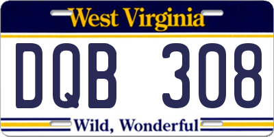WV license plate DQB308