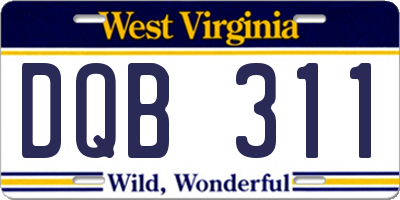 WV license plate DQB311