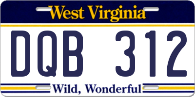 WV license plate DQB312
