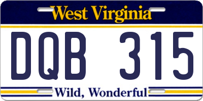 WV license plate DQB315