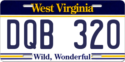 WV license plate DQB320