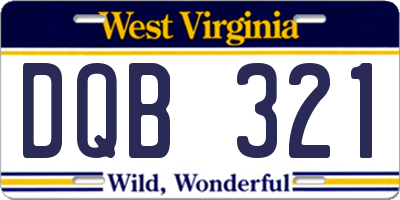 WV license plate DQB321