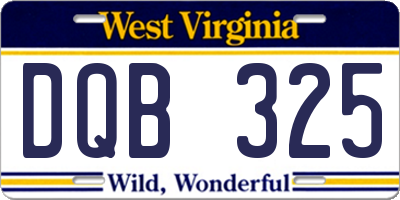 WV license plate DQB325