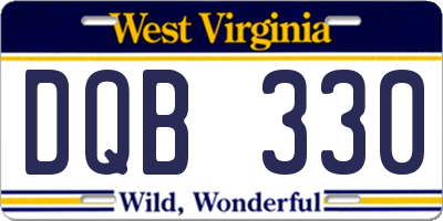WV license plate DQB330
