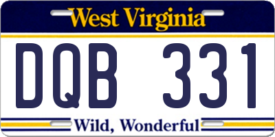 WV license plate DQB331
