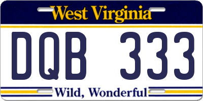 WV license plate DQB333